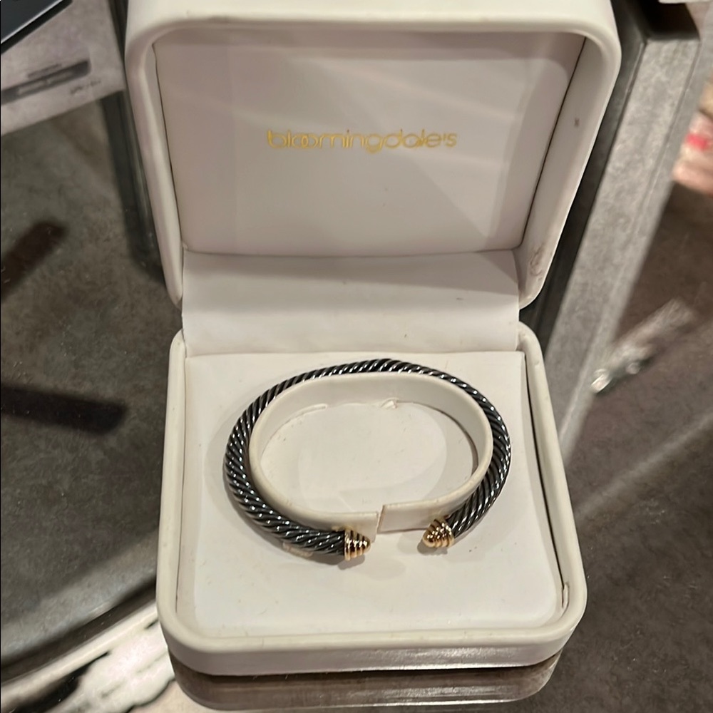 Twisted Cable Bracelet with Gold Accents